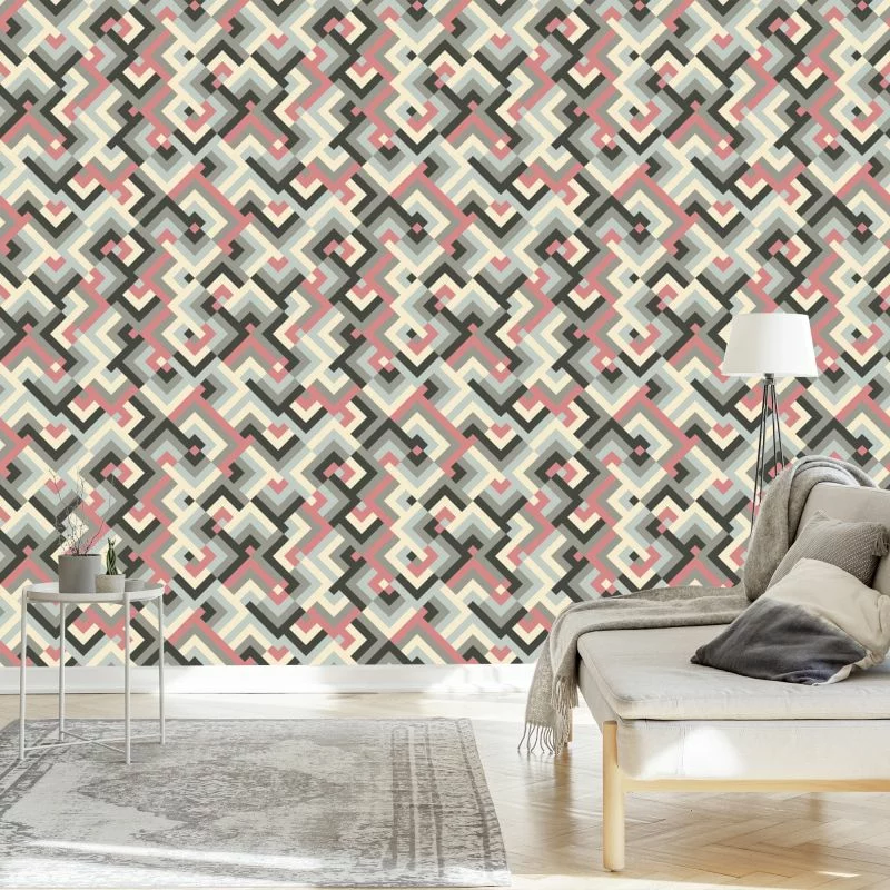 Tapeta Geometryczne Wzory W Stylu Retro - obrazek 1
