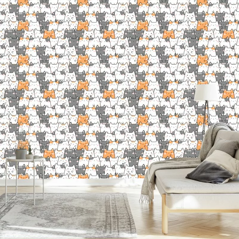 Tapeta Dla Dzieci – Wielobarwne Kotki - obrazek 1