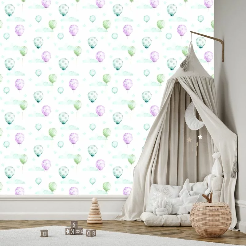 Tapeta Pastelowe Balony Na Tle Gwiazd - obrazek 1