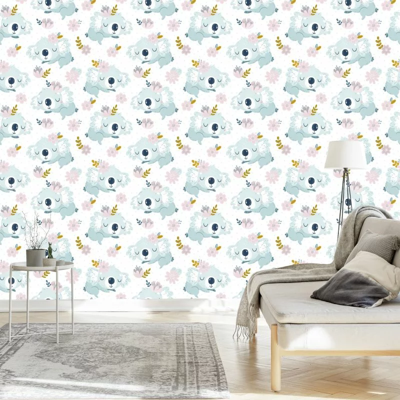 Tapeta Misie Koala Kwiaty - obrazek 1