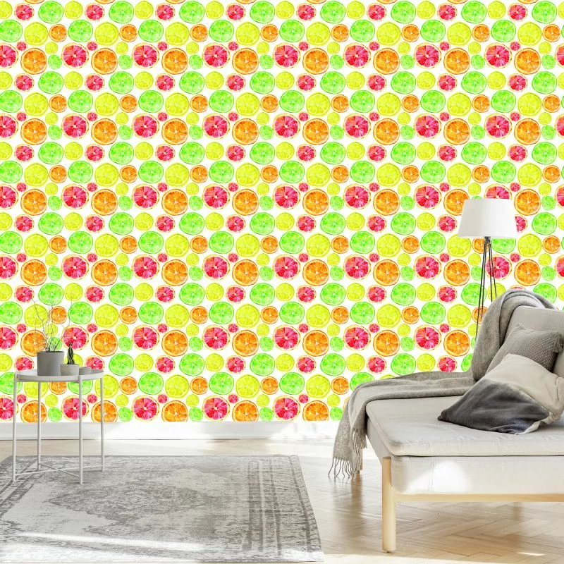 Tapeta Do Jadalni Owoce Cytryny Pomarańcze Limonki - obrazek 1