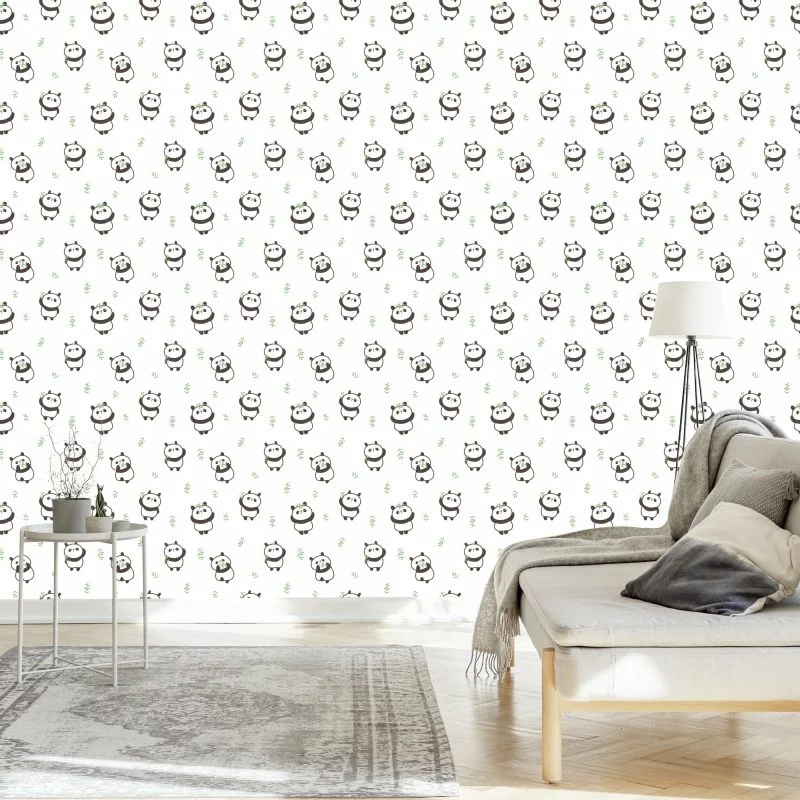 Tapeta Pandy Z Liśćmi W Tle - obrazek 1