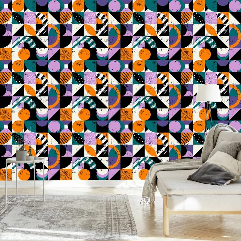 Tapeta Graffiti Z Pomarańczowymi Elementami - obrazek 1
