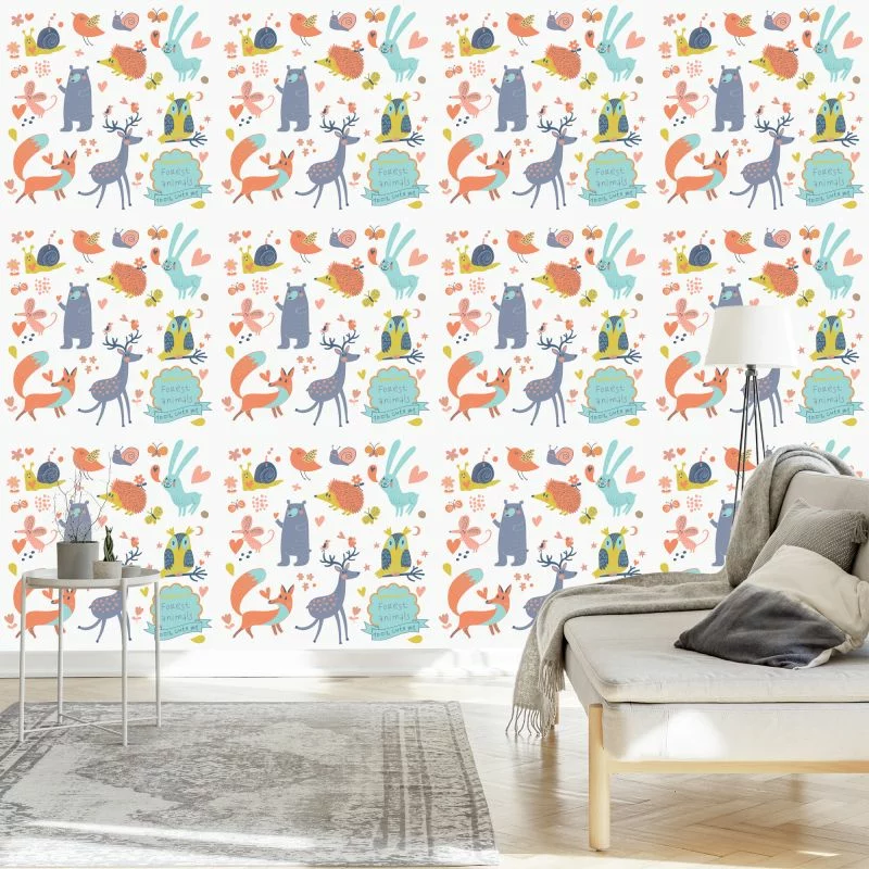 Tapeta Dla Dzieci - Urocze Leśne Zwierzęta - obrazek 1