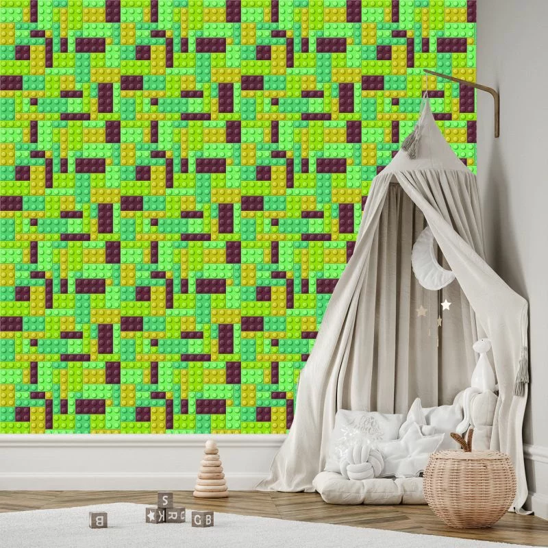 Tapeta Do Pokoju Chłopca Kolorowe Klocki Ozdoba 3D - obrazek 1