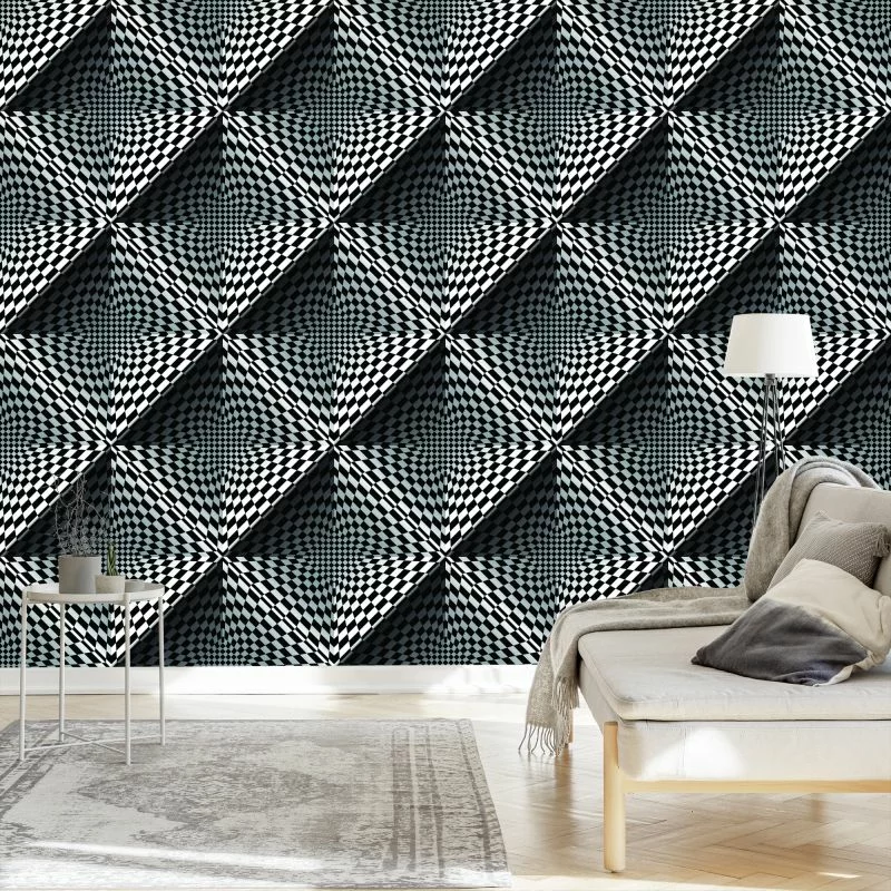 Tapeta Geometryczna 3D Głębia, Kwadraty, Do Salonu - obrazek 1