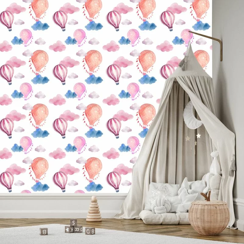 Tapeta Balony Na Tle Kolorowych Chmur - obrazek 1