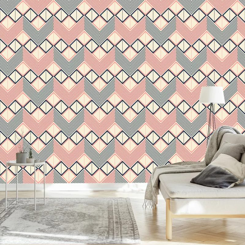 Tapeta Geometryczne Wzory W Stylu Retro - obrazek 1