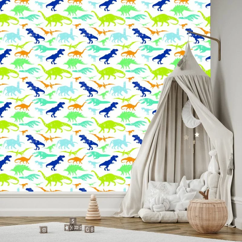 Tapeta Kolorowe Dinozaury, Pokój Dziecięcy - obrazek 1