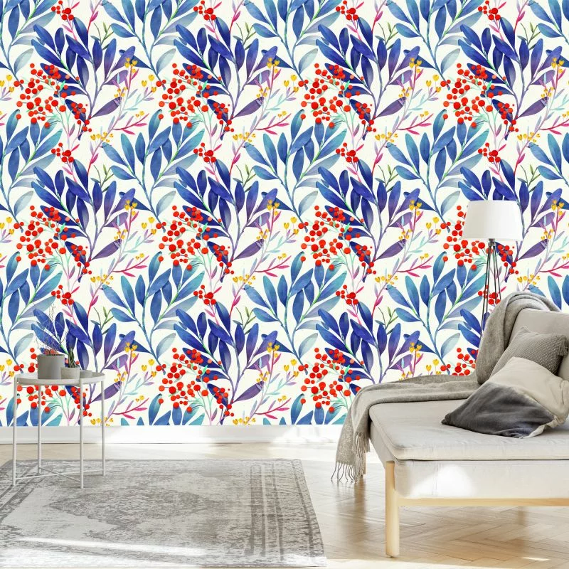 Tapeta Kolorowe Kwiaty W Stylu Retro - obrazek 1