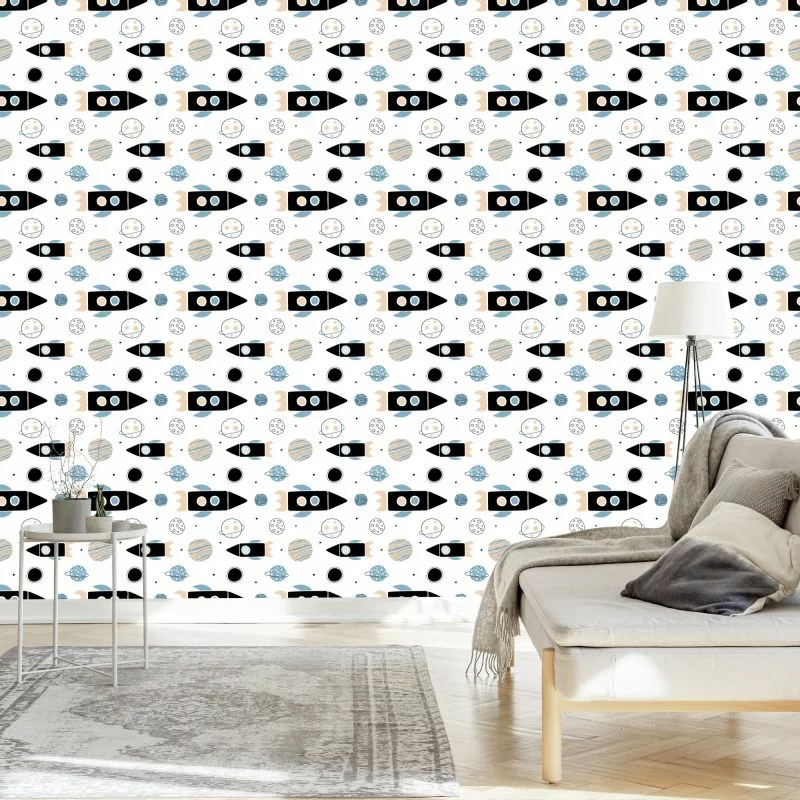 Tapeta Kolorowe Rakiety I Planety - obrazek 1