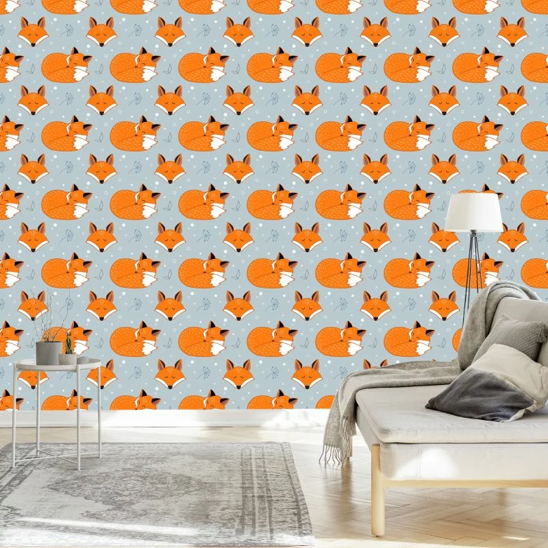 Tapeta Śpiące Liski Z Roślinami - obrazek 1