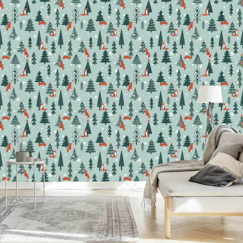 Tapeta Śpiące Lisy W Zimowym Lesie - obrazek 1