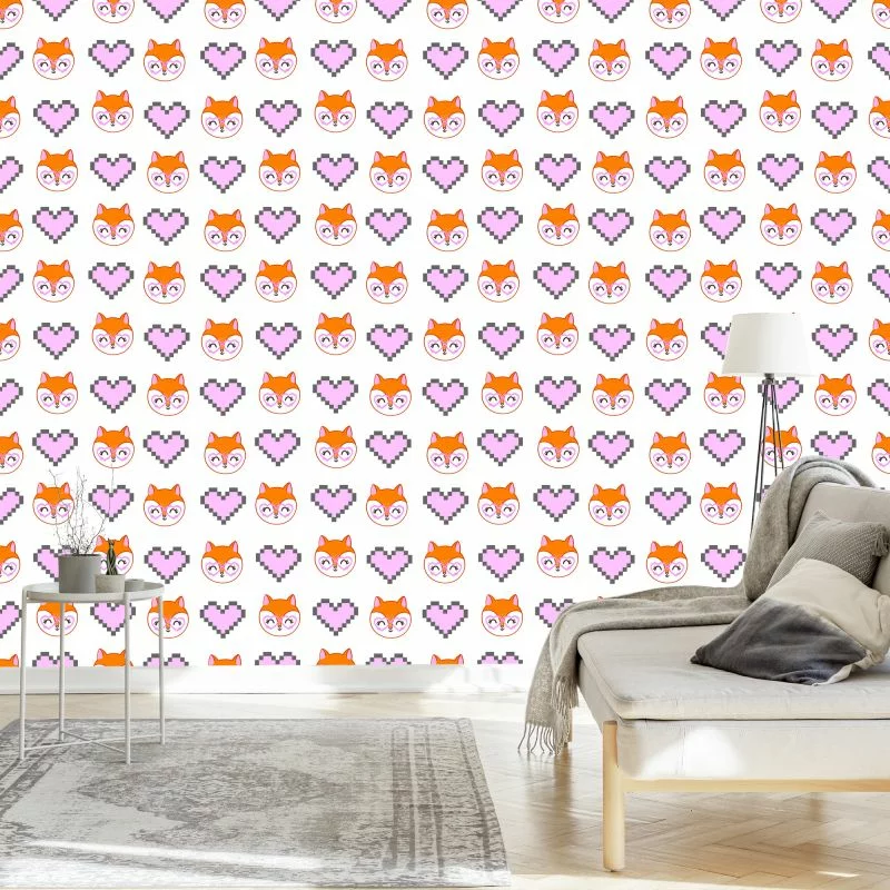 Tapeta Wesołe Liski Z Serduszkami - obrazek 1