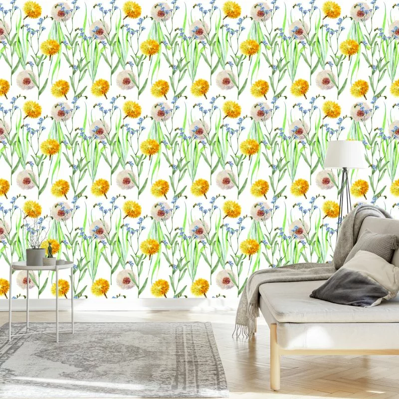 Tapeta Dmuchawce I Kwiaty Polne - obrazek 1