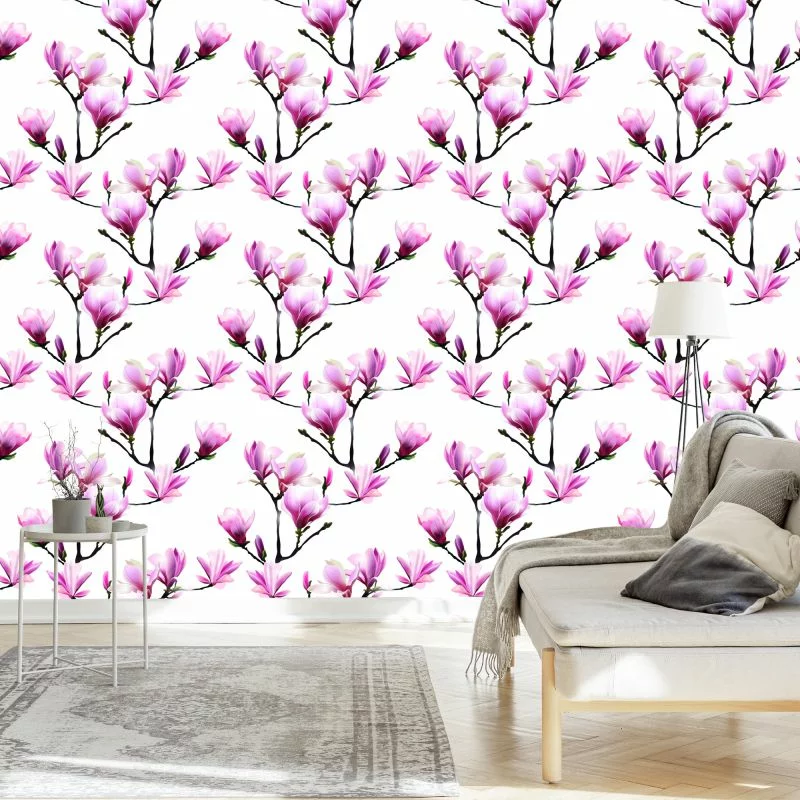 Tapeta Różowe Kwiaty Magnolii - obrazek 1