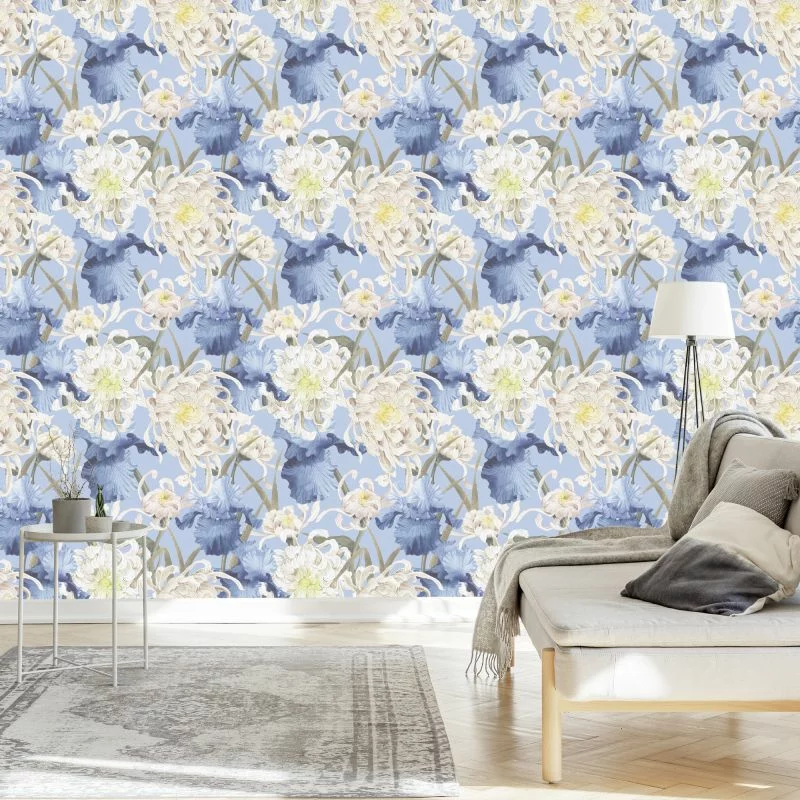 Tapeta Chryzantemy I Irysy - obrazek 1