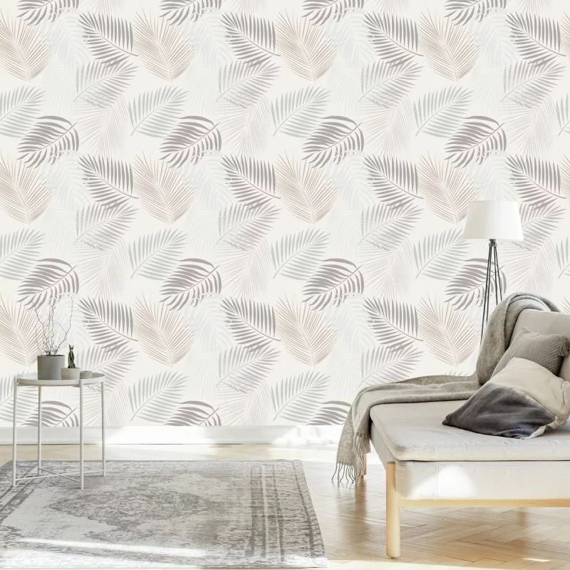 Tapeta Szare Liście Boho - obrazek 1