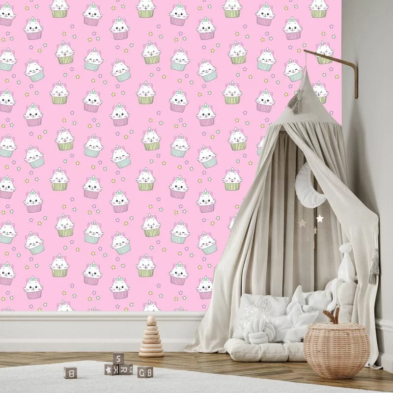 Tapeta Dla Dzieci-Śliczne Kotki-Muffinki - obrazek 1