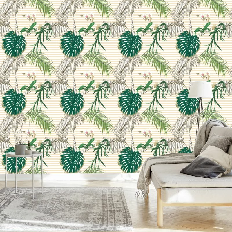 Tapeta Zielone Liście I Palmy - obrazek 1