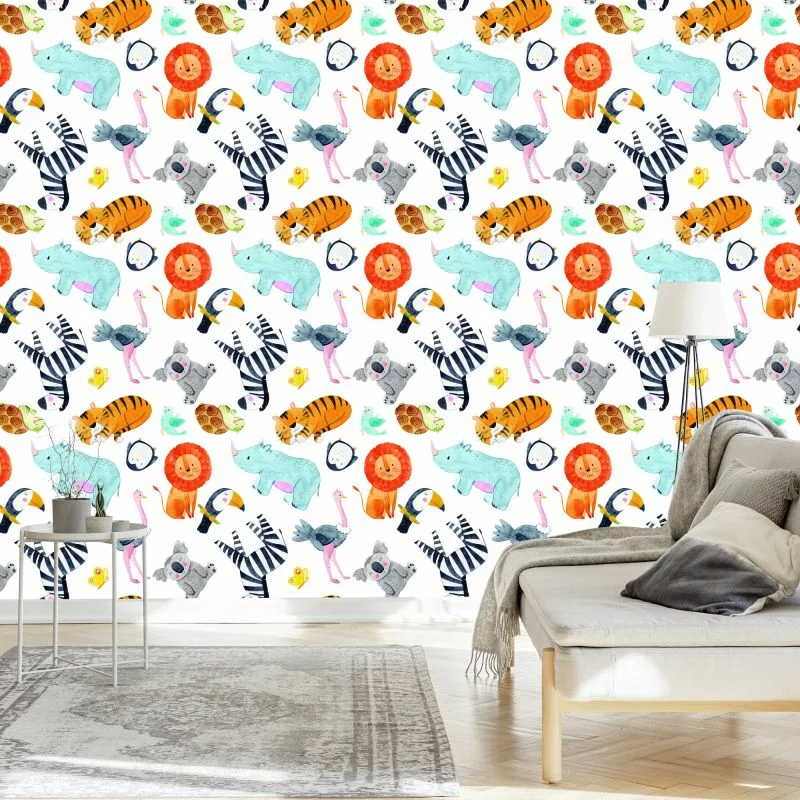 Tapeta Kolorowe Zwierzątka Safari - obrazek 1