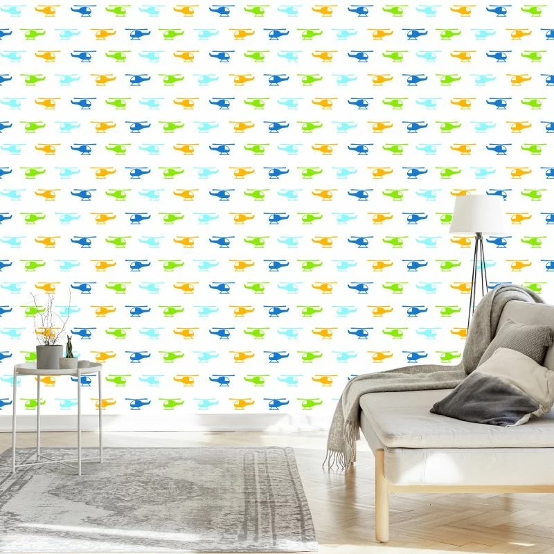 Tapeta Kolorowe Minimalistyczne Helikoptery - obrazek 1