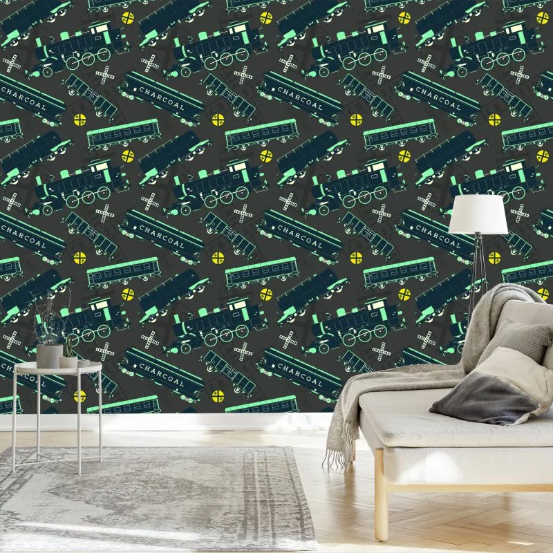 Tapeta Kolorowe Parowozy Vintage - obrazek 1