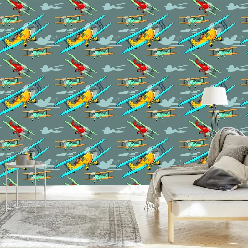 Tapeta Kolorowe Samoloty Retro - obrazek 1