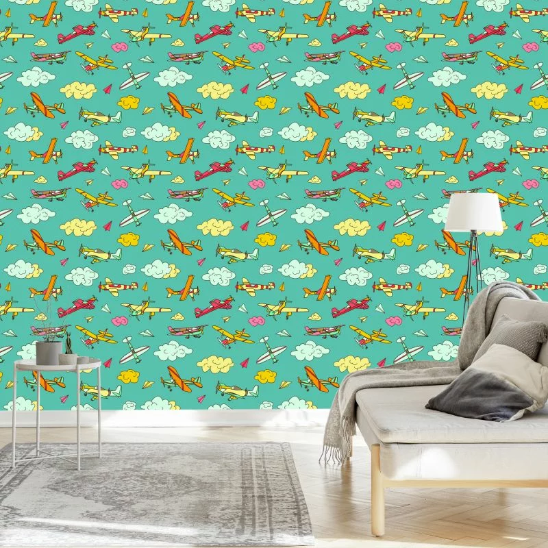 Tapeta Kolorowe Samoloty W Stylu Retro - obrazek 1