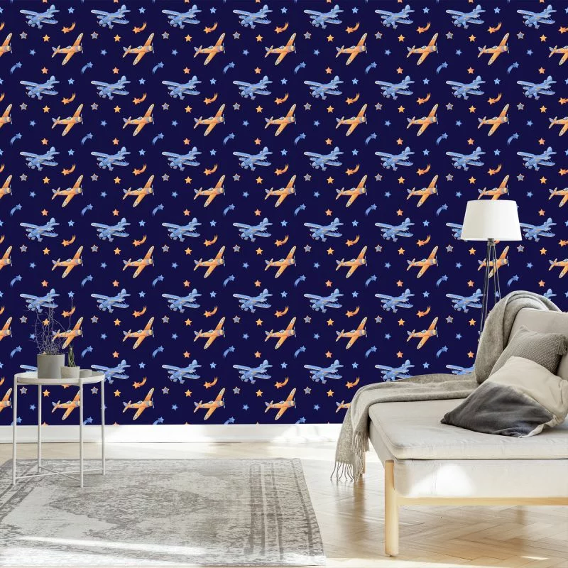 Tapeta Samoloty Retro Z Gwiazdkami - obrazek 1