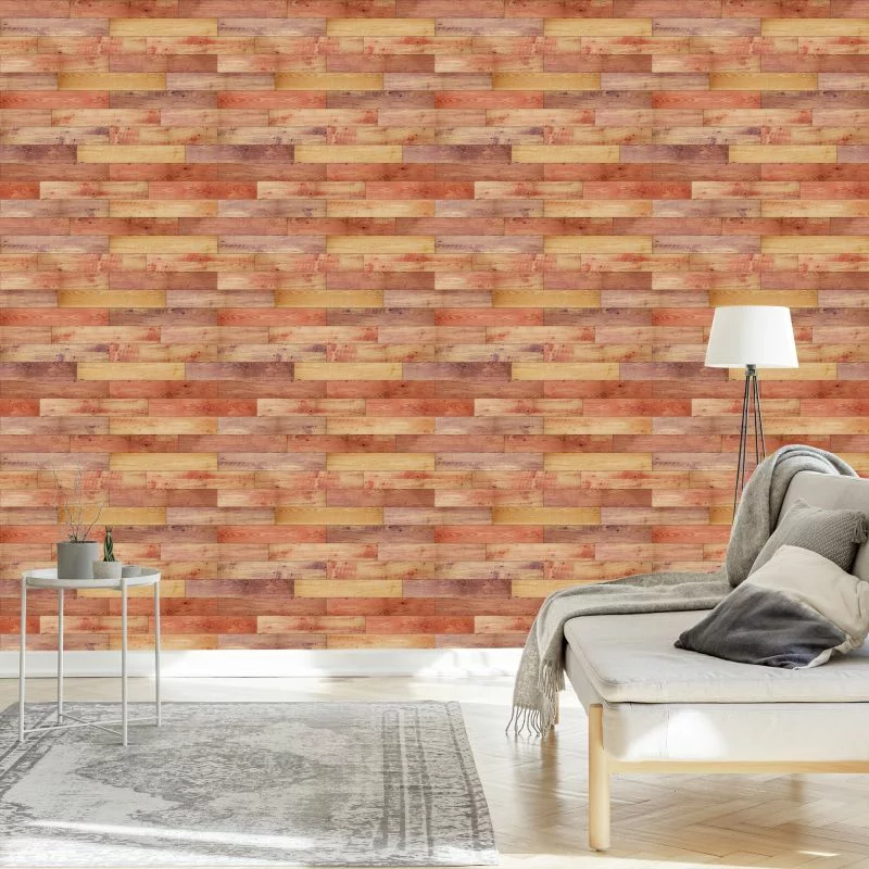 Tapeta Kolorowe Poziome Deski Drewniane - obrazek 1