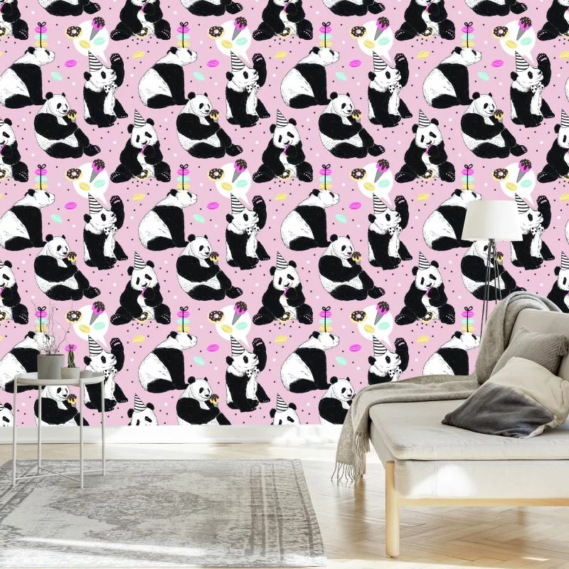 Tapeta Dla Dzieci - Panda I Słodycze - obrazek 1