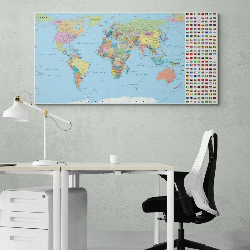 Obraz - mapa świata z flagami - obrazek 1