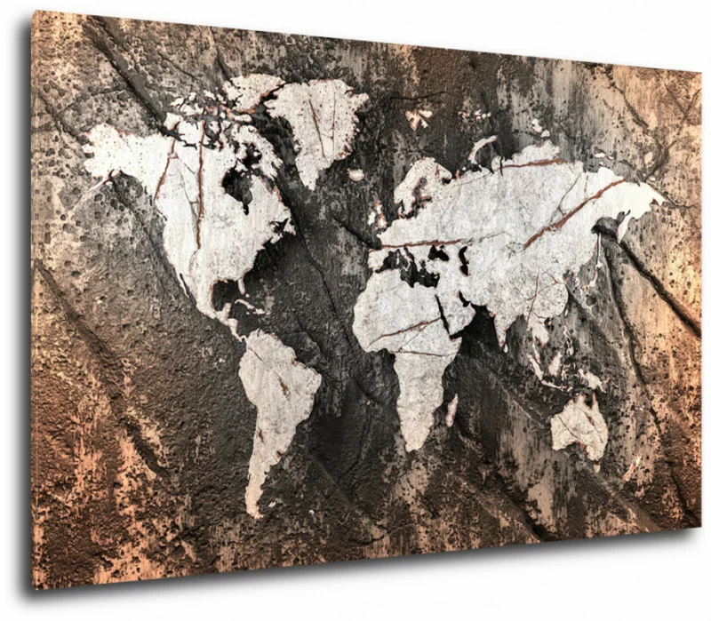 Obraz na płótnie - egzotyczna mapa świata
