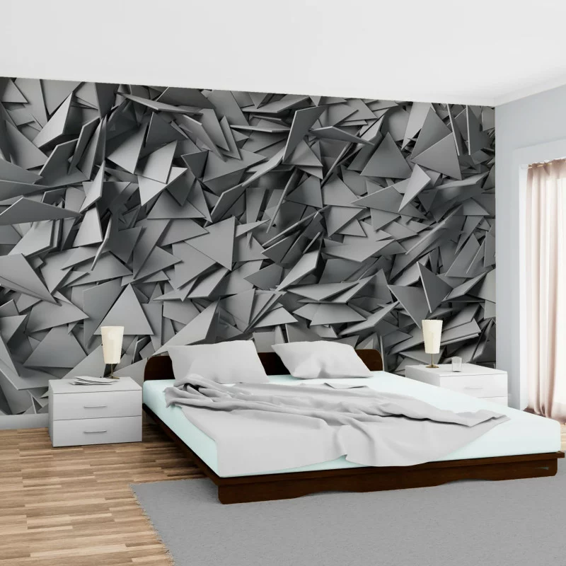 Fototapeta 3D szara trójkąty - obrazek 1