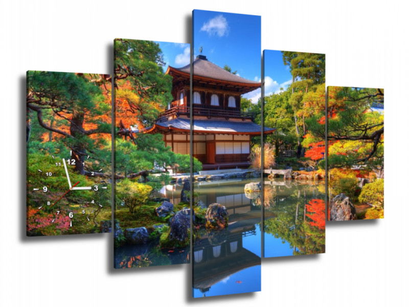 Obraz z zegarem - kolorowy ogr&oacute;d