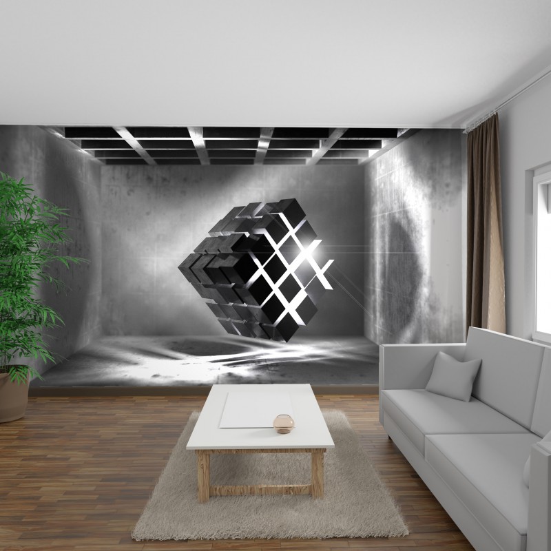 Fototapeta 3D Čierna kocka v priestore