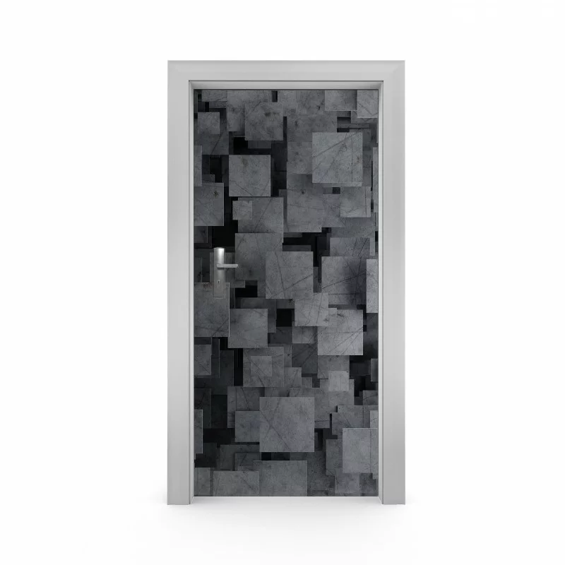 Naklejka na drzwi - betonowe płytki - obrazek 1