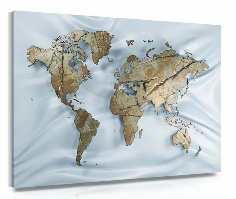 Obraz na płótnie - postarzała mapa świata