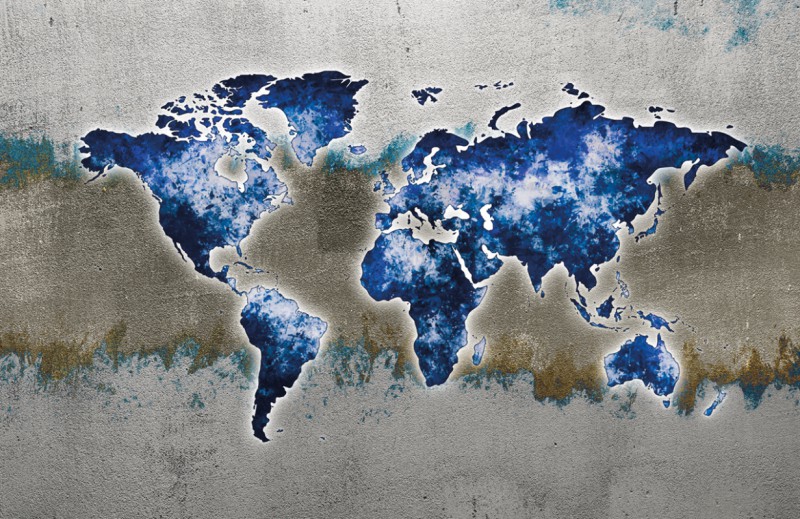 Fototapeta Mapa sveta modrá