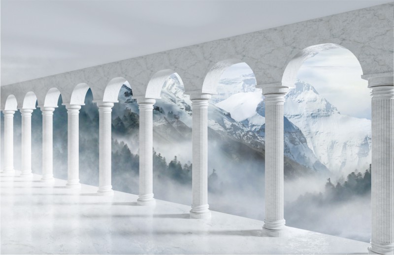 Fototapeta 3D Výhľad na zasnežené hory