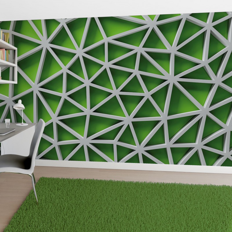 Fototapeta 3D Zelené trojuholníky