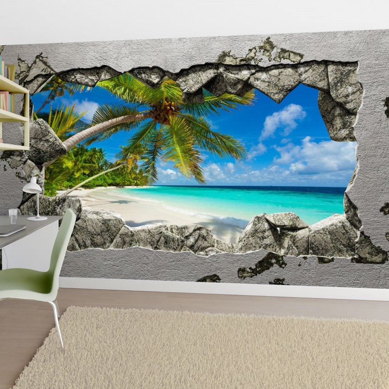 Fototapeta 3D Krásna pláž za stenou