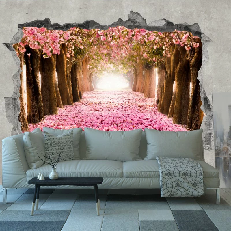 Fototapeta 3D - różowy ogród - obrazek 1