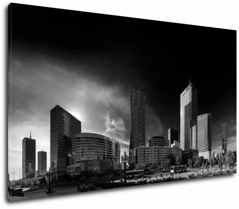 Warszawa nocą obraz czarno biały 180x100cm - obrazek 1