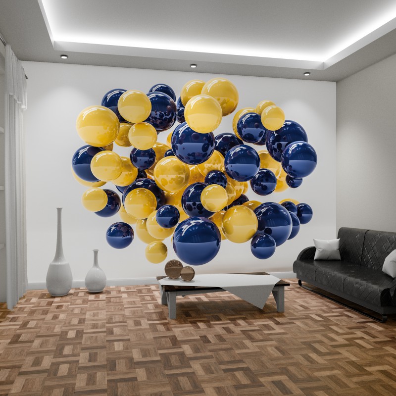 Fototapeta 3D Modro žlté guľôčky