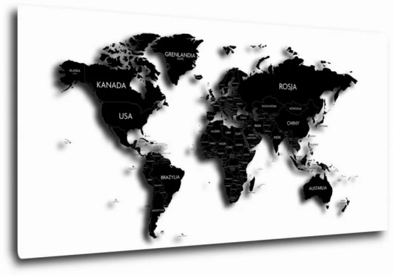 Obraz na wymiar mapa świata czarno-biała