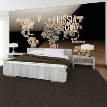 Fototapeta mapa świata - napisy 3d