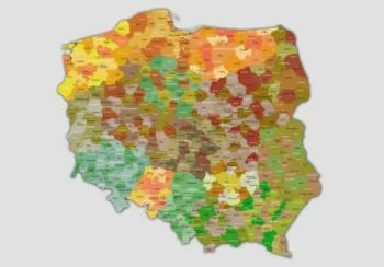 Fototapeta mapa Polski - miasta, powiaty, województwa - obrazek 2