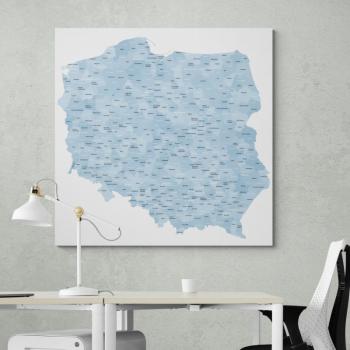Obraz mapa Polski - miasta, powiaty, województwa